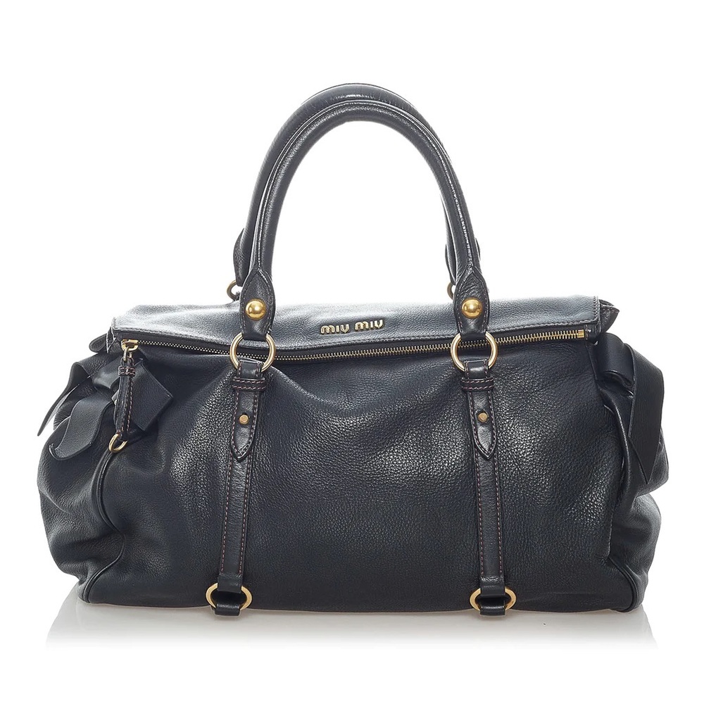 MIU MIU- Vitello Satchel Bag, Black leather, Authentic from TheRealReal